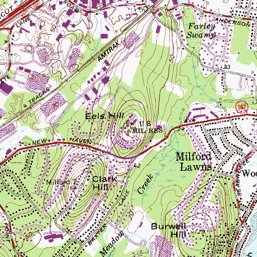 Topographic Map of Eels Hill, CT