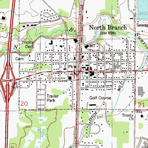 Topographic Map of North Branch Area Library, MN