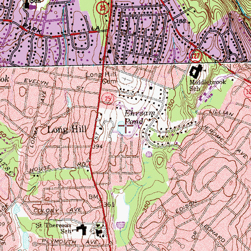 Topographic Map of Ehrsam Pond, CT