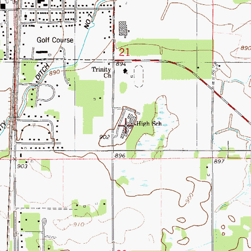 Topographic Map of North Branch Area High School, MN