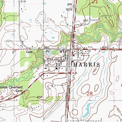 Topographic Map of Harris Covenant Church, MN