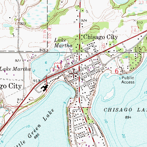Topographic Map of Lakes Area Police Department, MN