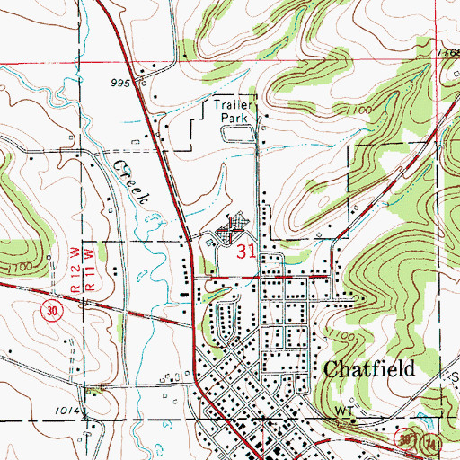 Topographic Map of Chatfield Junior and Senior High School, MN