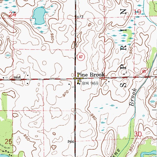 Topographic Map of Pinebrook Post Office (historical), MN