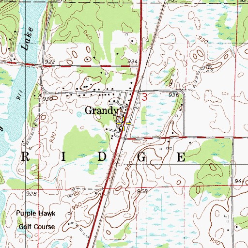 Topographic Map of Grandy School, MN