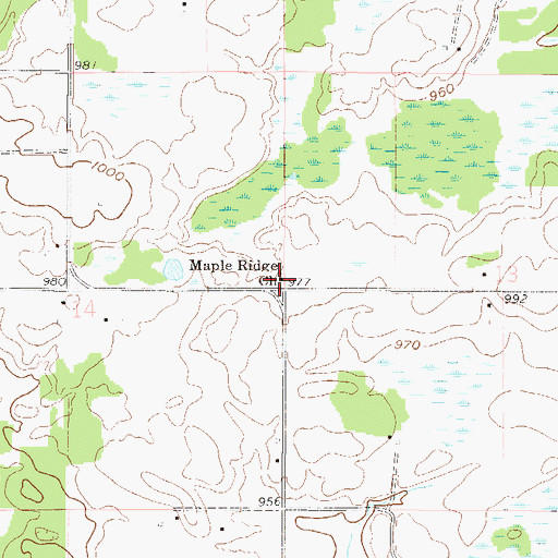 Topographic Map of Maple Ridge Free Cemetery, MN