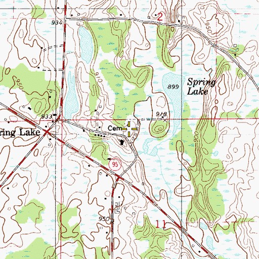 Topographic Map of Spring Lake Lutheran Cemetery, MN