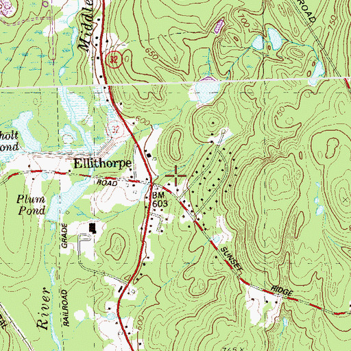 Topographic Map of Ellithorpe, CT