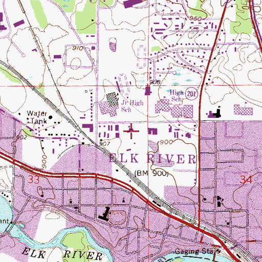 Topographic Map of Central Lutheran Church, MN