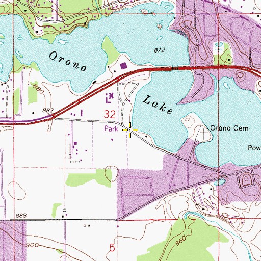 Topographic Map of Orono Park, MN