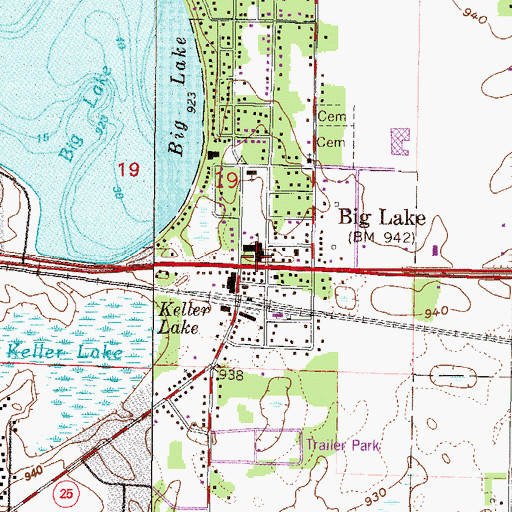 Topographic Map of Big Lake City Hall, MN