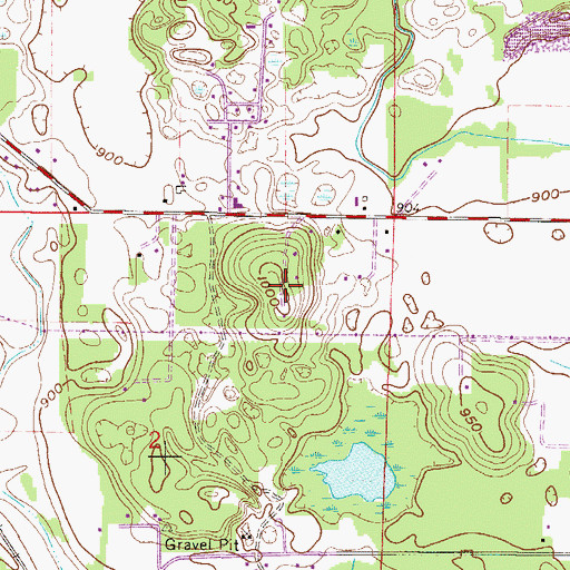 Topographic Map of Hillside City Park, MN