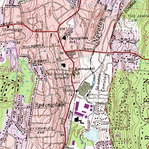Topographic Map of Emmanuel Church, CT
