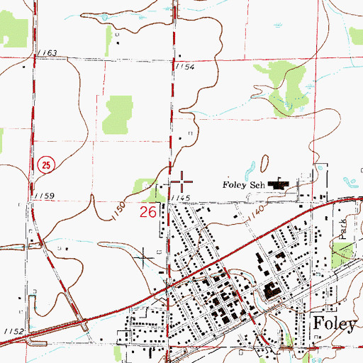 Topographic Map of Foley Intermediate School, MN