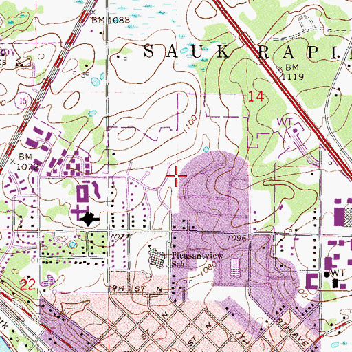 Topographic Map of Prairie Lane Park, MN