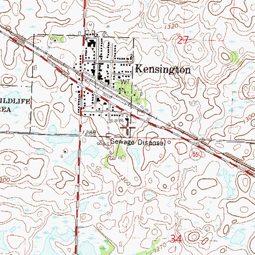 Topographic Map of Kensington Cemetery, MN