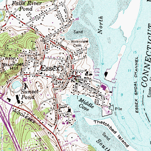 Topographic Map of Essex, CT