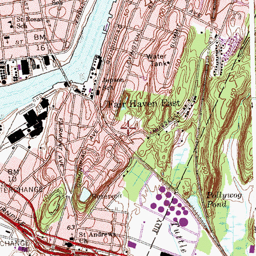 Topographic Map of Fair Haven East, CT