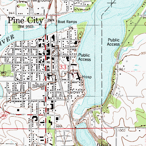 Topographic Map of Pine City Area Clinic, MN