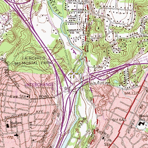 Topographic Map of Fairchild Memorial Park, CT