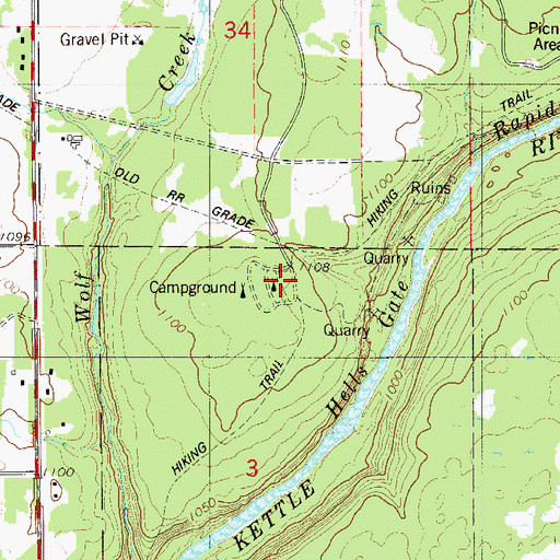 Topographic Map of Banning Campground, MN