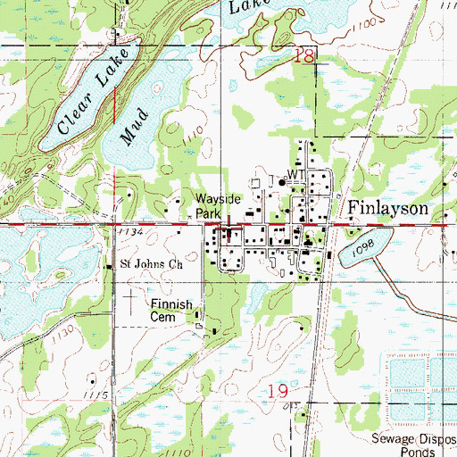 Topographic Map of Finlayson Elementary School, MN
