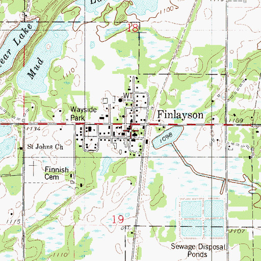 Topographic Map of Finlayson City Hall, MN