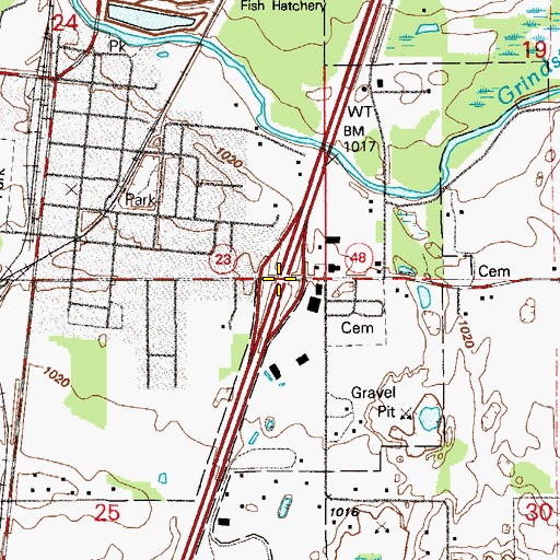 Topographic Map of Interchange 183, MN