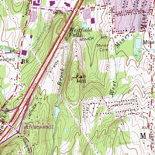 Topographic Map of Fall Hill, CT