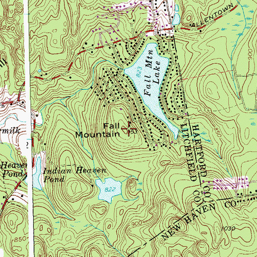 Topographic Map of Fall Mountain, CT