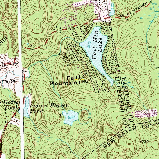 Topographic Map of Fall Mountain, CT