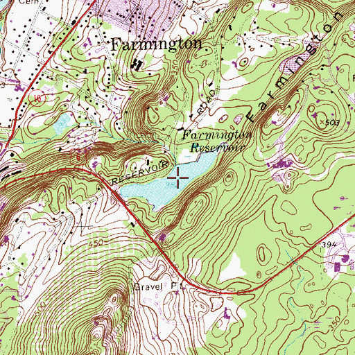 Topographic Map of Farmington Reservoir, CT