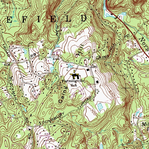 Topographic Map of Farmingville Elementary School, CT
