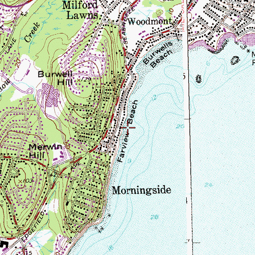 Topographic Map of Farview Beach, CT