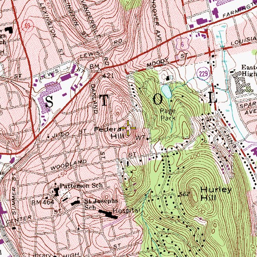 Topographic Map of Federal Hill, CT