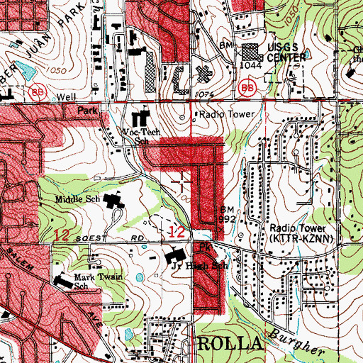 Topographic Map of Rolla Technical Center, MO