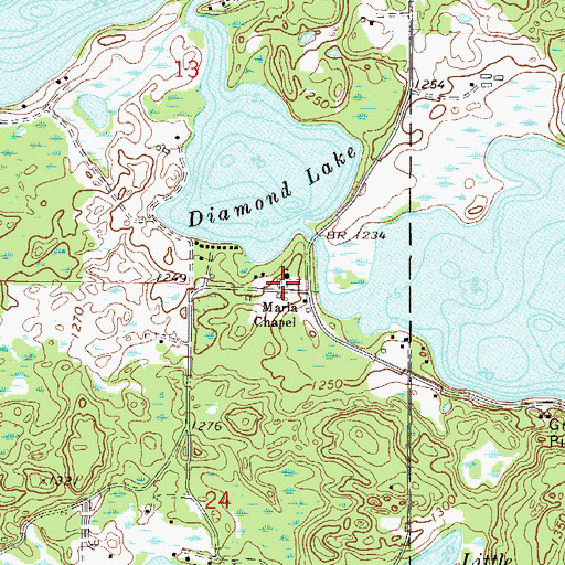 Topographic Map of Diamond Lake Cemetery, MN
