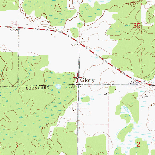 Topographic Map of Glory Baptist Church, MN