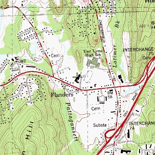 Topographic Map of Flanders School, CT