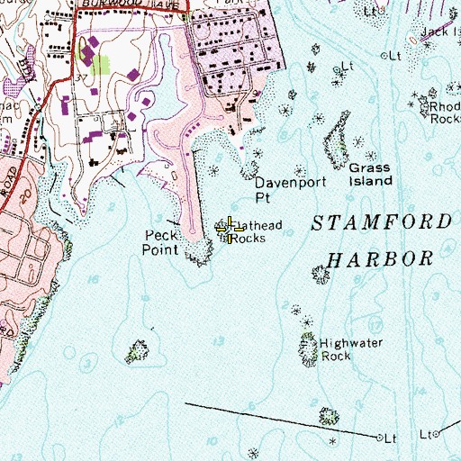 Topographic Map of Flathead Rocks, CT