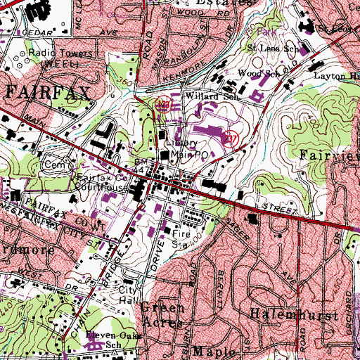 Topographic Map of Huddleson Memorial Library, VA