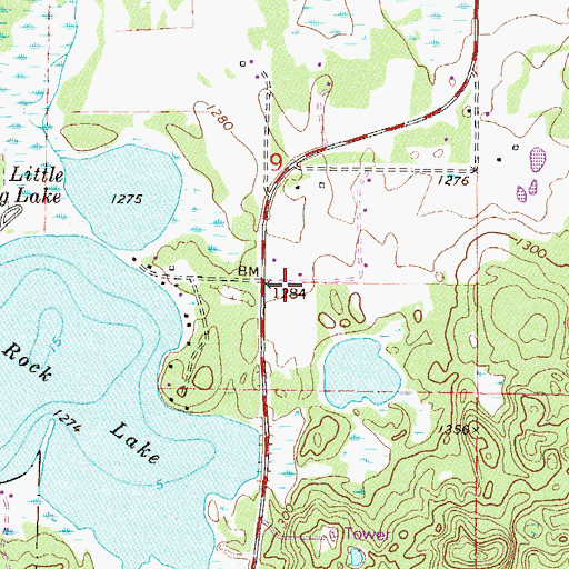 Topographic Map of Rush Brook Post Office (historical), MN