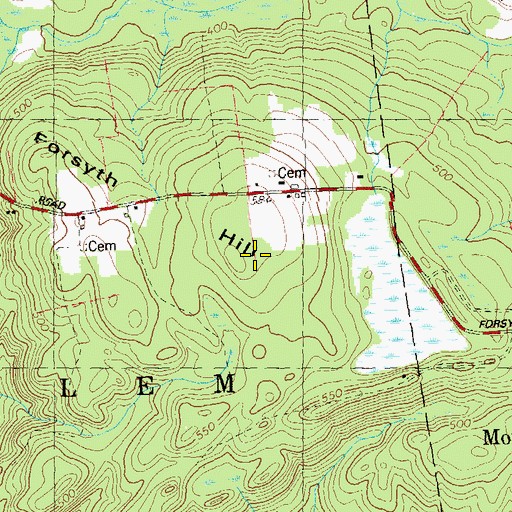 Topographic Map of Forsyth Hill, CT