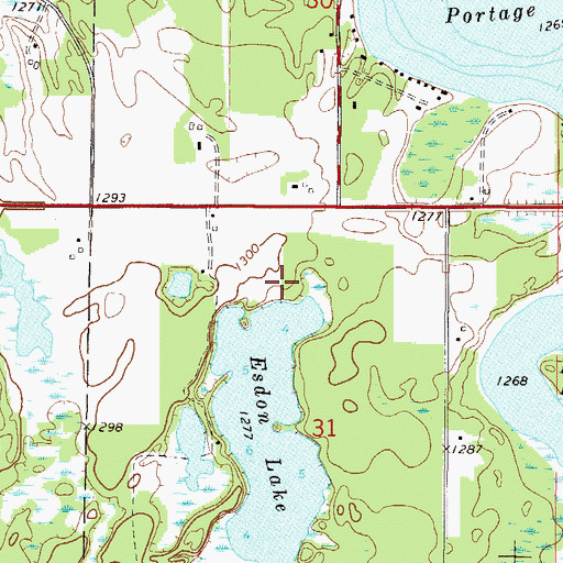 Topographic Map of Esdon Post Office (historical), MN