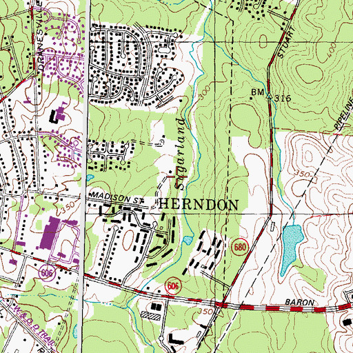 Topographic Map of Runnymede Park, VA