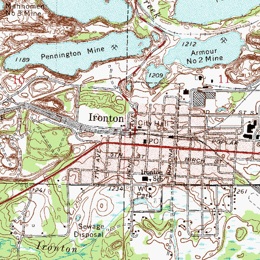 Topographic Map of Ironton (historical), MN