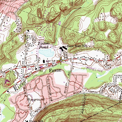 Topographic Map of Foxon, CT