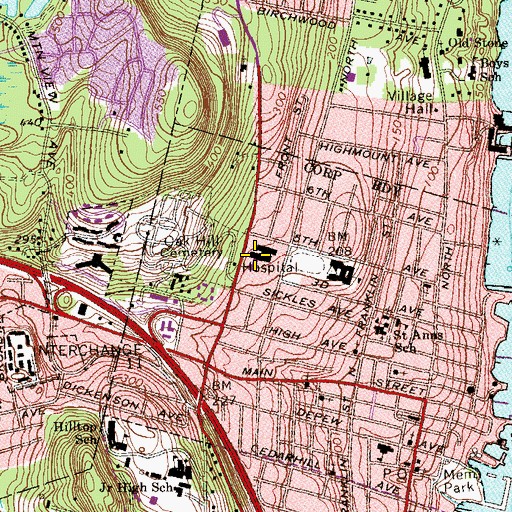Topographic Map of Nyack Hospital, NY