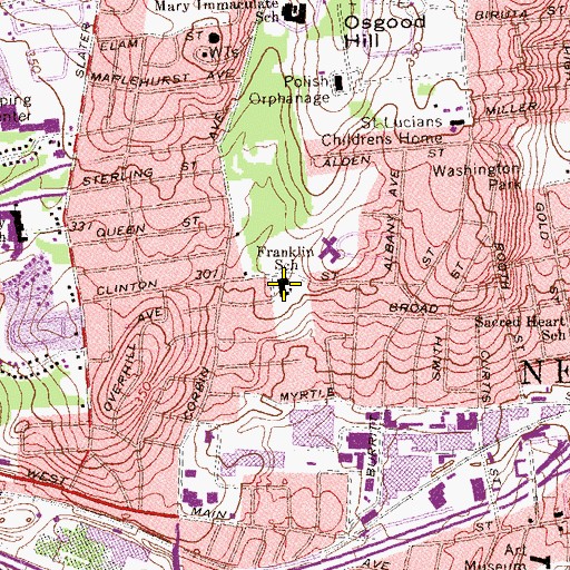 Topographic Map of Franklin School, CT