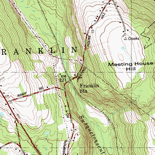 Topographic Map of Franklin Station, CT
